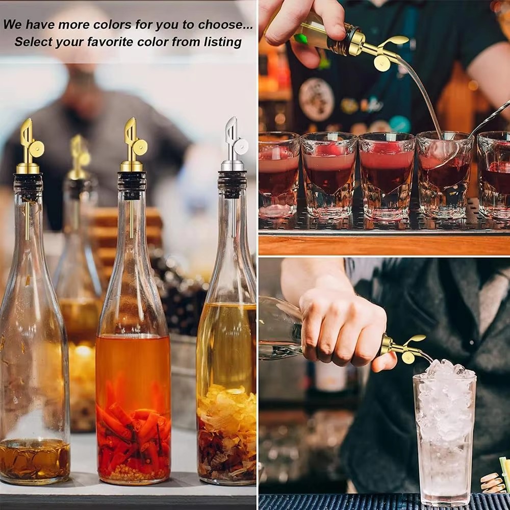 1PC Stainless Steel Bottle Pourer Auto Flip Liquor Bottle Pourer for Alcohol Pour Spout with Plug for Cocktail Olive Oil Vinegar