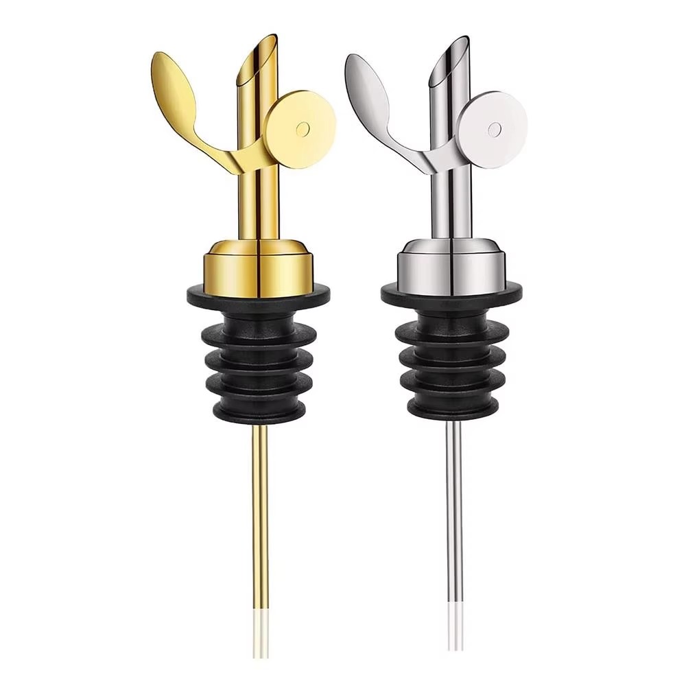 1PC Stainless Steel Bottle Pourer Auto Flip Liquor Bottle Pourer for Alcohol Pour Spout with Plug for Cocktail Olive Oil Vinegar