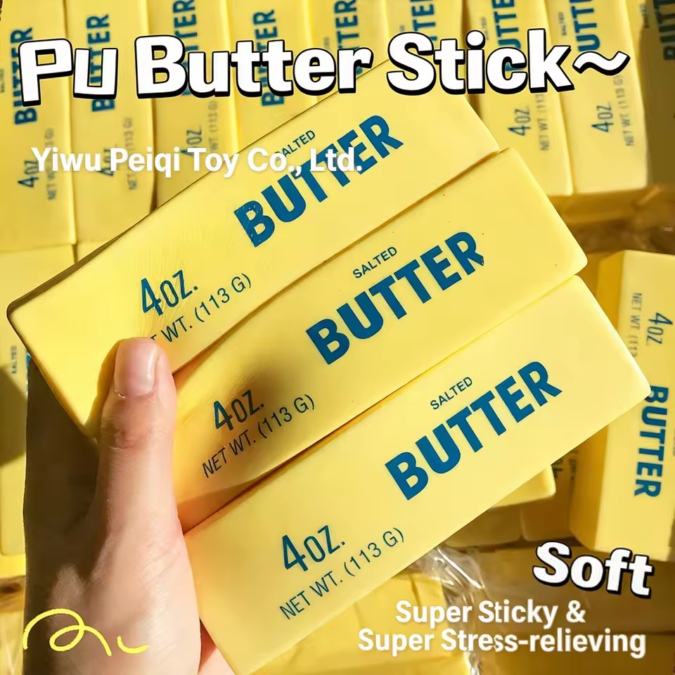 1PC Antistress Butter Stick Stress & Anxiety Relief Fidget Toys Slow Rising Squishy Squeeze Elastic Cheese Stick Prank Toys