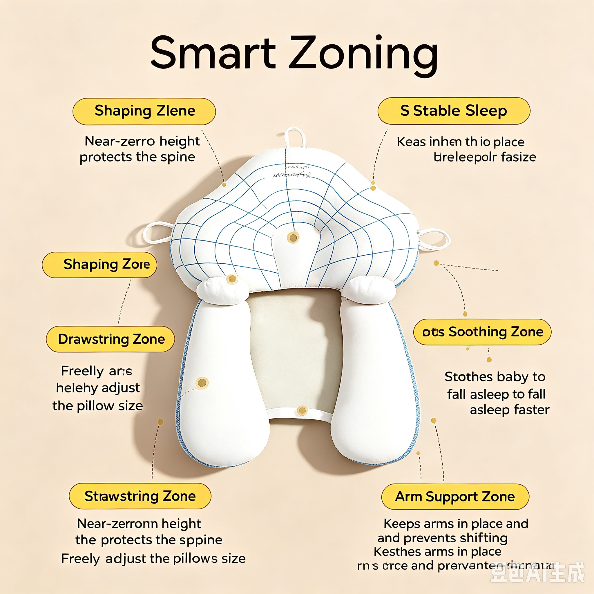 Baby shaping pillow artifact, newborn baby hugging, soothing pillow sleeping, correcting head shape, preventing head deviation