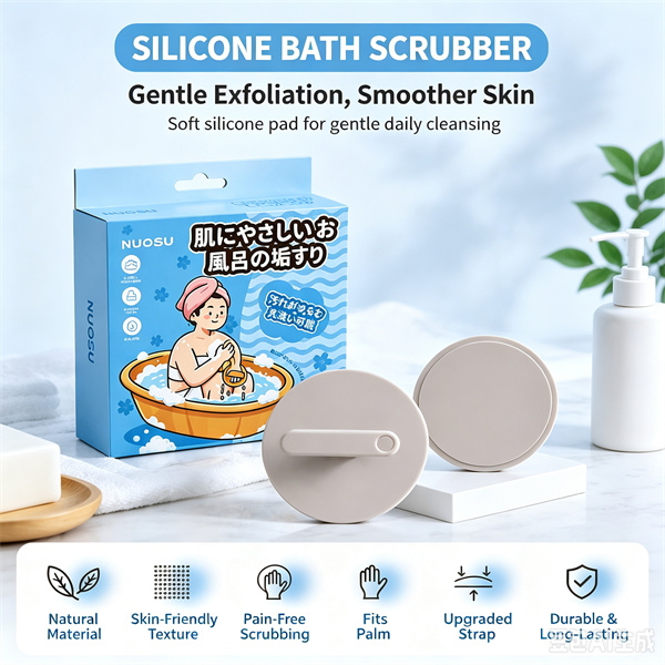 Japanese Silicone Bath Skin Rubbing Towel for Men and Women, Silicone Round Cake Powerful Mud Rubbing Tool