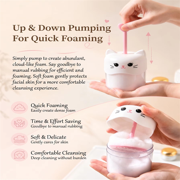 Cartoon Cat Foam Maker Portable Manual Cleansing Foam Maker Shampoo and Shower Gel Foam Maker Bubble Cup