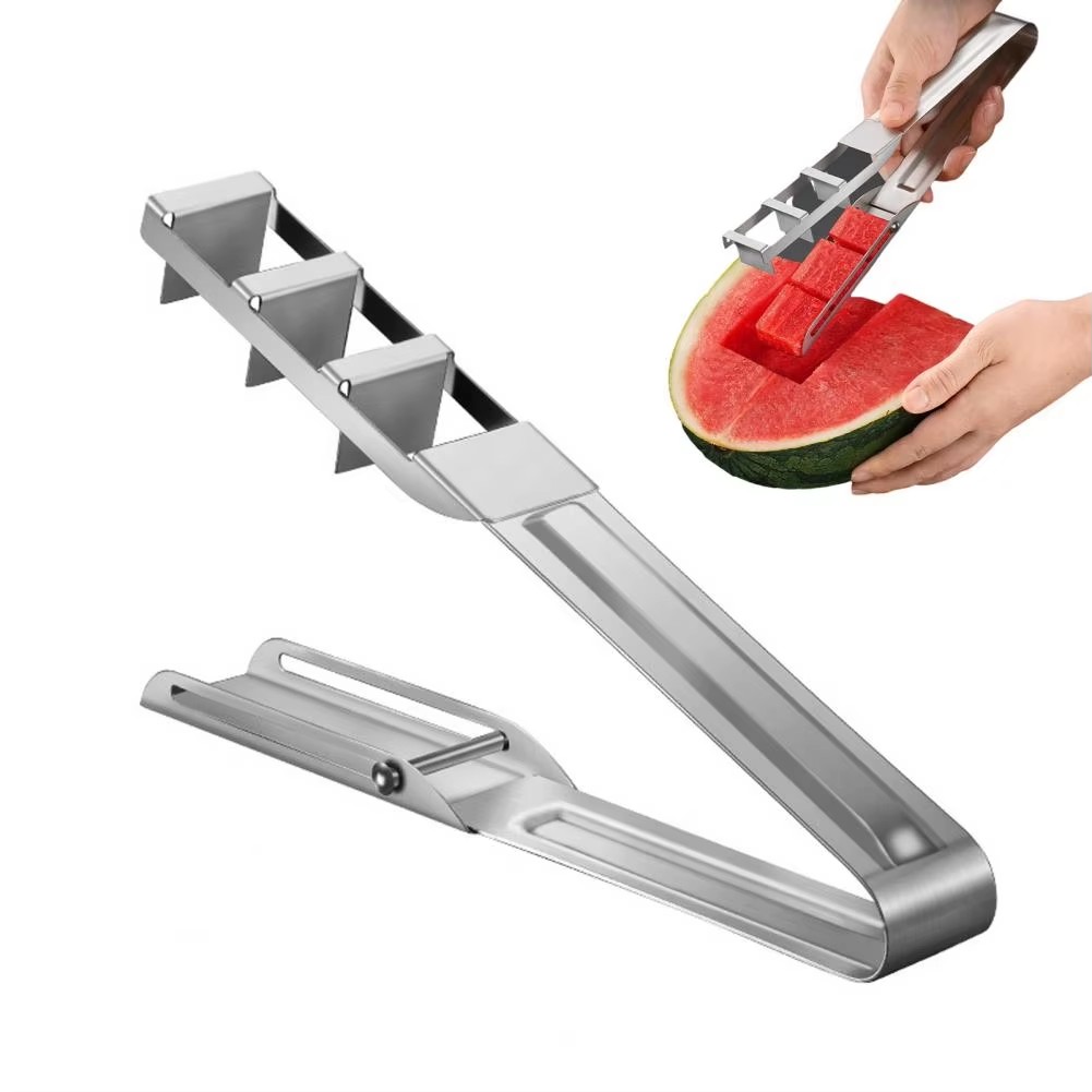 Watermelon Slicer Stainless Steel Watermelon Slicer Watermelon Cutter Fruit Slicer Stainless Steel Melon Dicer Tool for Camping