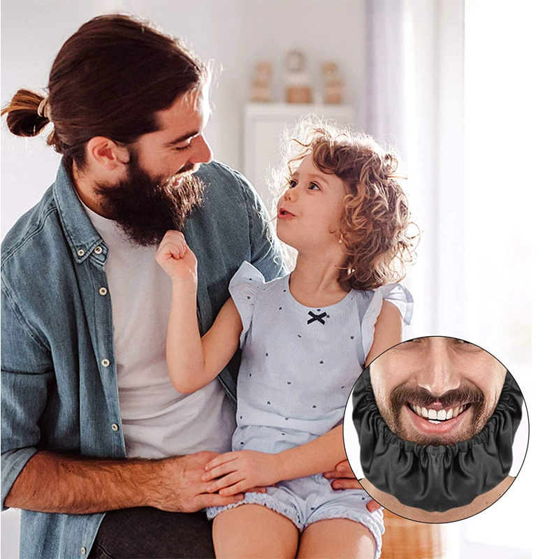 2 Pcs Beard Bonnet for Men Sleeping Beard Cap Cover Bib Satin Night Facial Guard Mask Bonnet Gift for Father Dad Waterproof