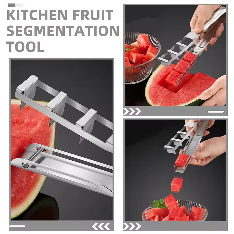 Watermelon Slicer Stainless Steel Watermelon Slicer Watermelon Cutter Fruit Slicer Stainless Steel Melon Dicer Tool for Camping