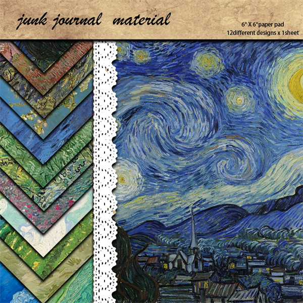 Craft Paper Van Gogh Landscape Painting Scrapbooking Material Background Paper