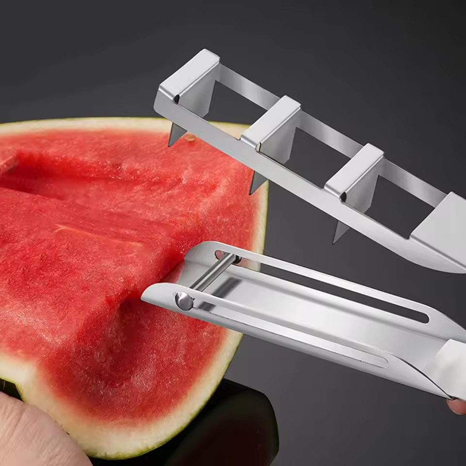 Watermelon Slicer Stainless Steel Watermelon Slicer Watermelon Cutter Fruit Slicer Stainless Steel Melon Dicer Tool for Camping