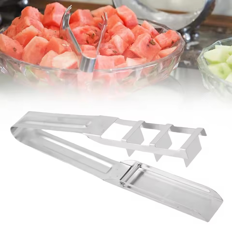 Watermelon Slicer Stainless Steel Watermelon Slicer Watermelon Cutter Fruit Slicer Stainless Steel Melon Dicer Tool for Camping