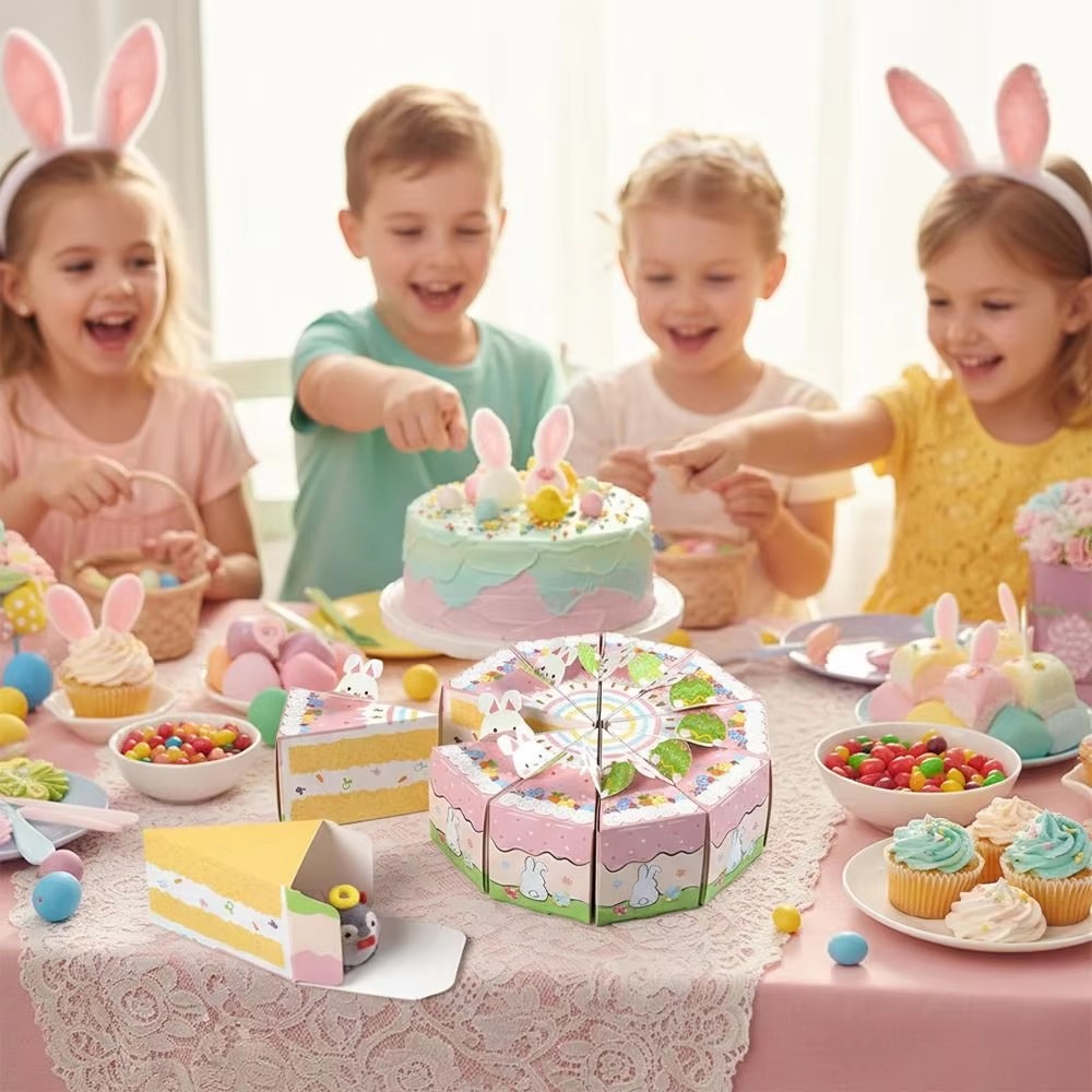 10PCS Creative Cartoon Rabbit Gift Box Triangular Mutlicolor Packaging Box Cookies Snack Sugar Easter Egg Packing Box Easter