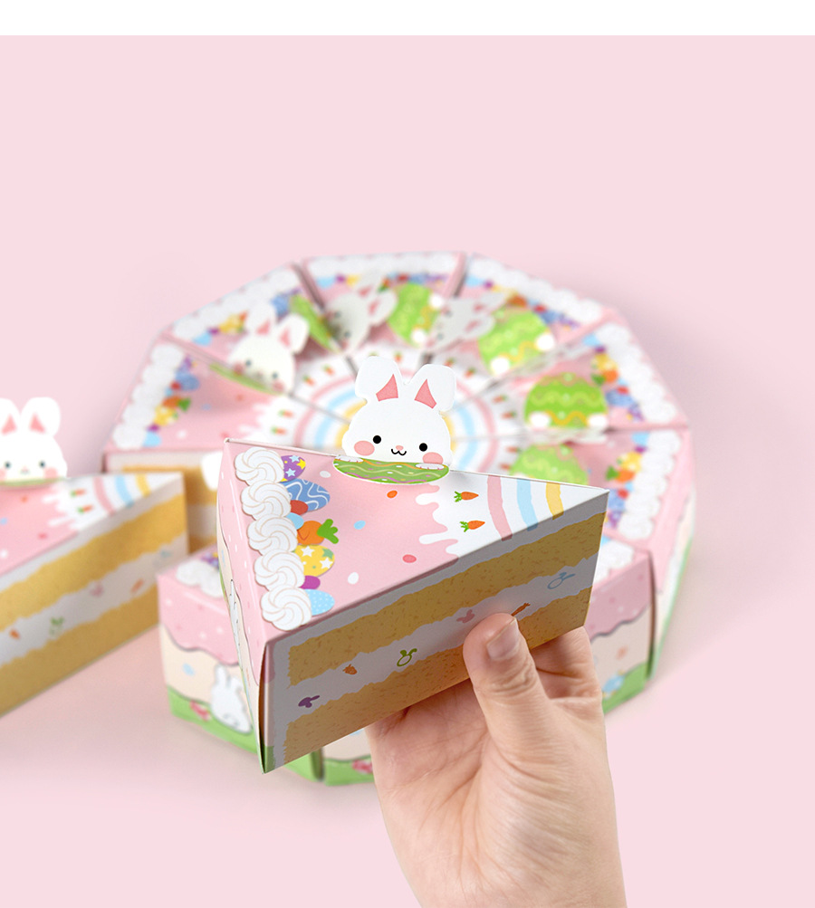 10PCS Creative Cartoon Rabbit Gift Box Triangular Mutlicolor Packaging Box Cookies Snack Sugar Easter Egg Packing Box Easter