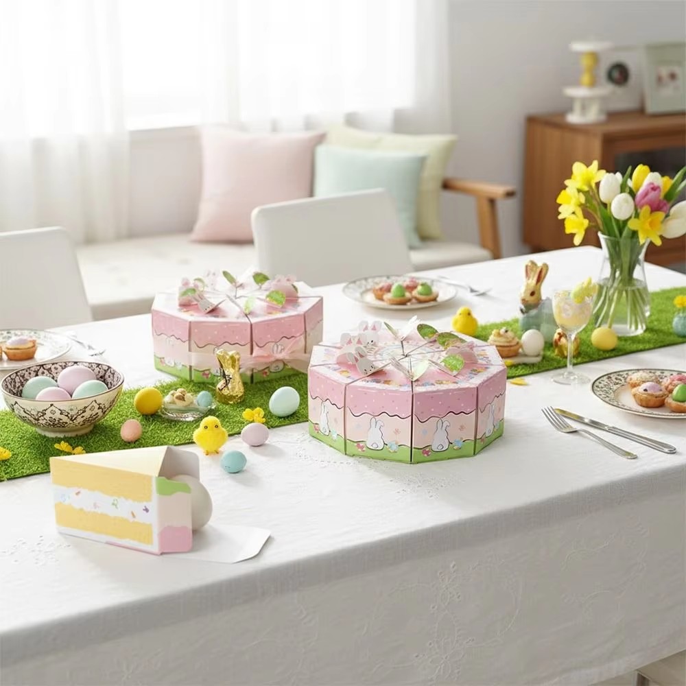 10PCS Creative Cartoon Rabbit Gift Box Triangular Mutlicolor Packaging Box Cookies Snack Sugar Easter Egg Packing Box Easter