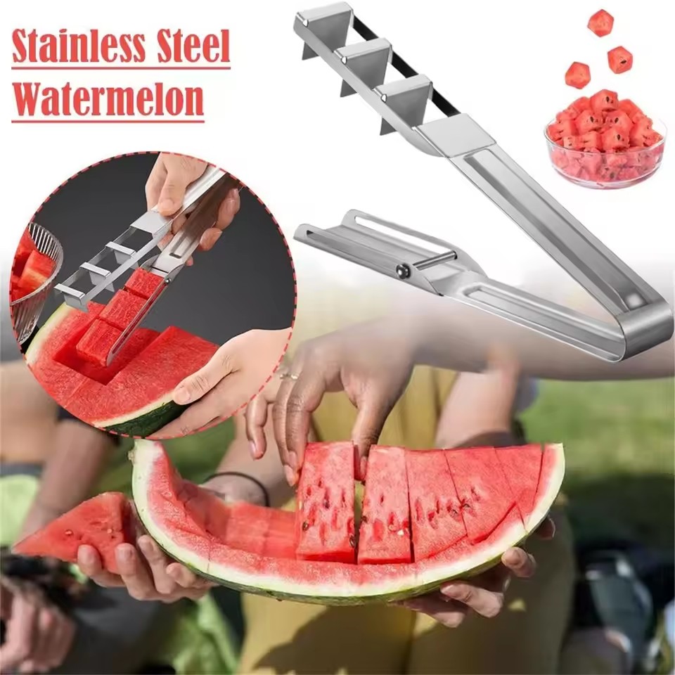 Watermelon Slicer Stainless Steel Watermelon Slicer Watermelon Cutter Fruit Slicer Stainless Steel Melon Dicer Tool for Camping