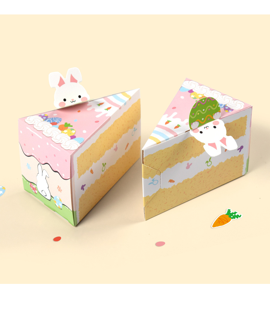 10PCS Creative Cartoon Rabbit Gift Box Triangular Mutlicolor Packaging Box Cookies Snack Sugar Easter Egg Packing Box Easter