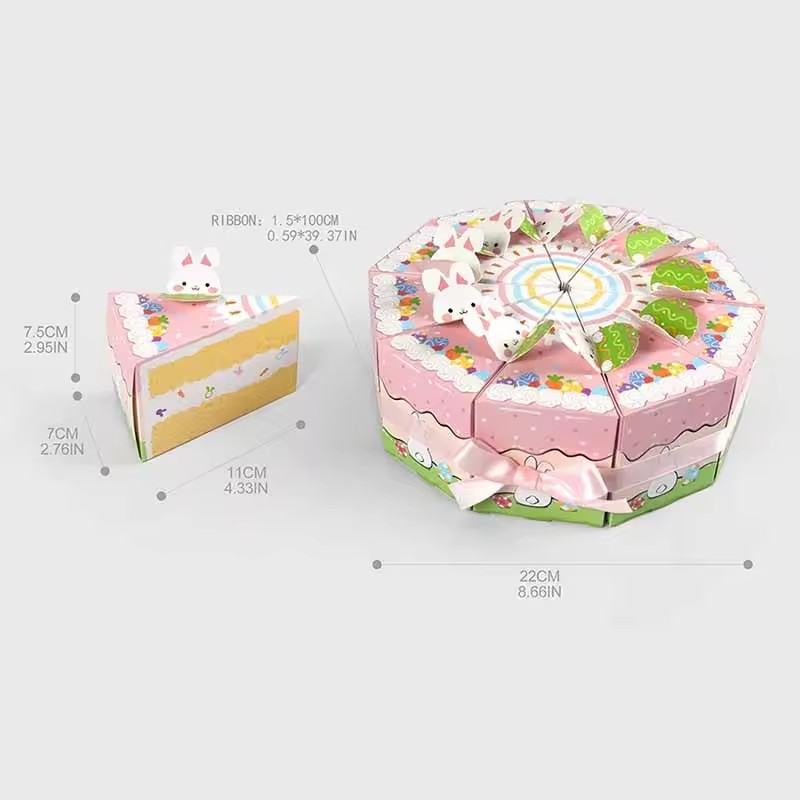 10PCS Creative Cartoon Rabbit Gift Box Triangular Mutlicolor Packaging Box Cookies Snack Sugar Easter Egg Packing Box Easter