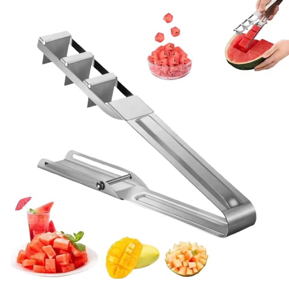 Watermelon Slicer Stainless Steel Watermelon Slicer Watermelon Cutter Fruit Slicer Stainless Steel Melon Dicer Tool for Camping