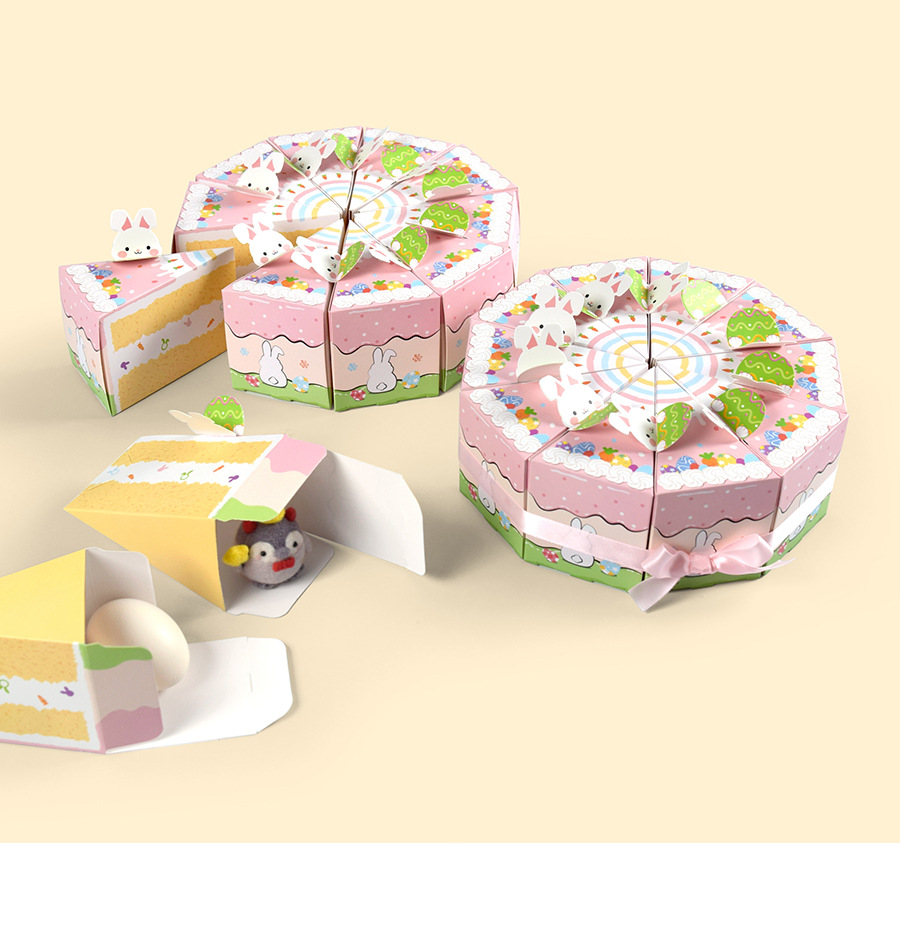 10PCS Creative Cartoon Rabbit Gift Box Triangular Mutlicolor Packaging Box Cookies Snack Sugar Easter Egg Packing Box Easter