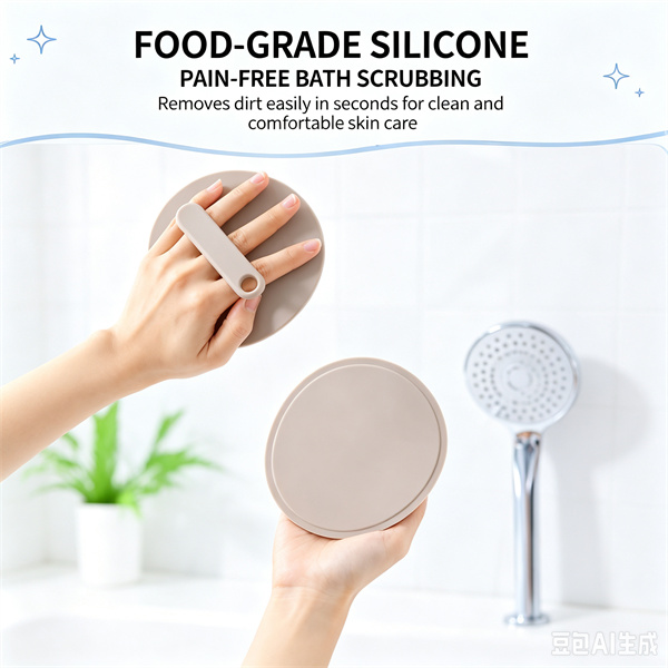 Japanese Silicone Bath Skin Rubbing Towel for Men and Women, Silicone Round Cake Powerful Mud Rubbing Tool
