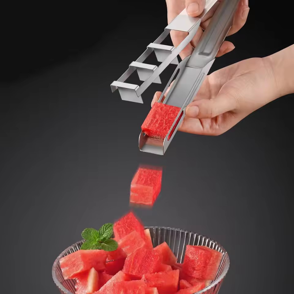 Watermelon Slicer Stainless Steel Watermelon Slicer Watermelon Cutter Fruit Slicer Stainless Steel Melon Dicer Tool for Camping