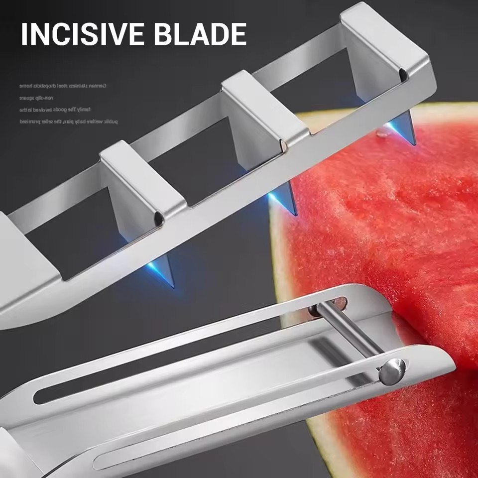 Watermelon Slicer Stainless Steel Watermelon Slicer Watermelon Cutter Fruit Slicer Stainless Steel Melon Dicer Tool for Camping
