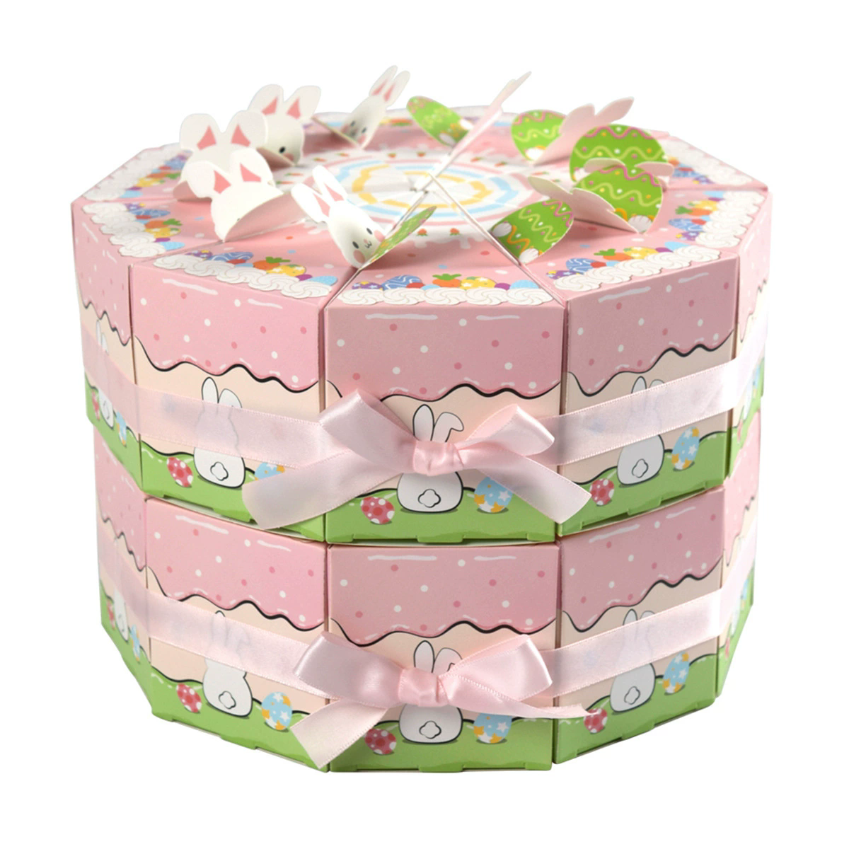 10PCS Creative Cartoon Rabbit Gift Box Triangular Mutlicolor Packaging Box Cookies Snack Sugar Easter Egg Packing Box Easter