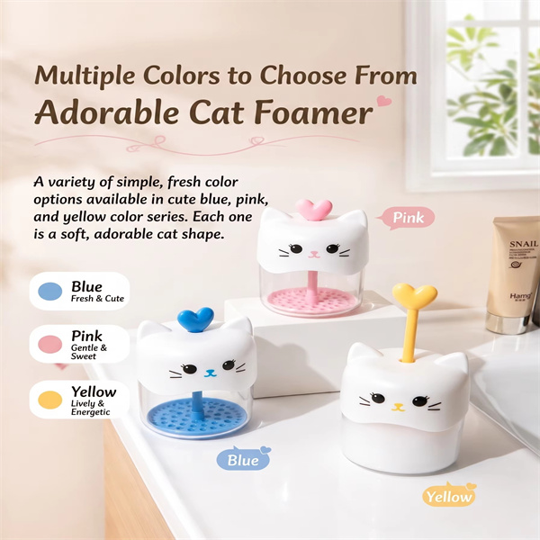 Cartoon Cat Foam Maker Portable Manual Cleansing Foam Maker Shampoo and Shower Gel Foam Maker Bubble Cup