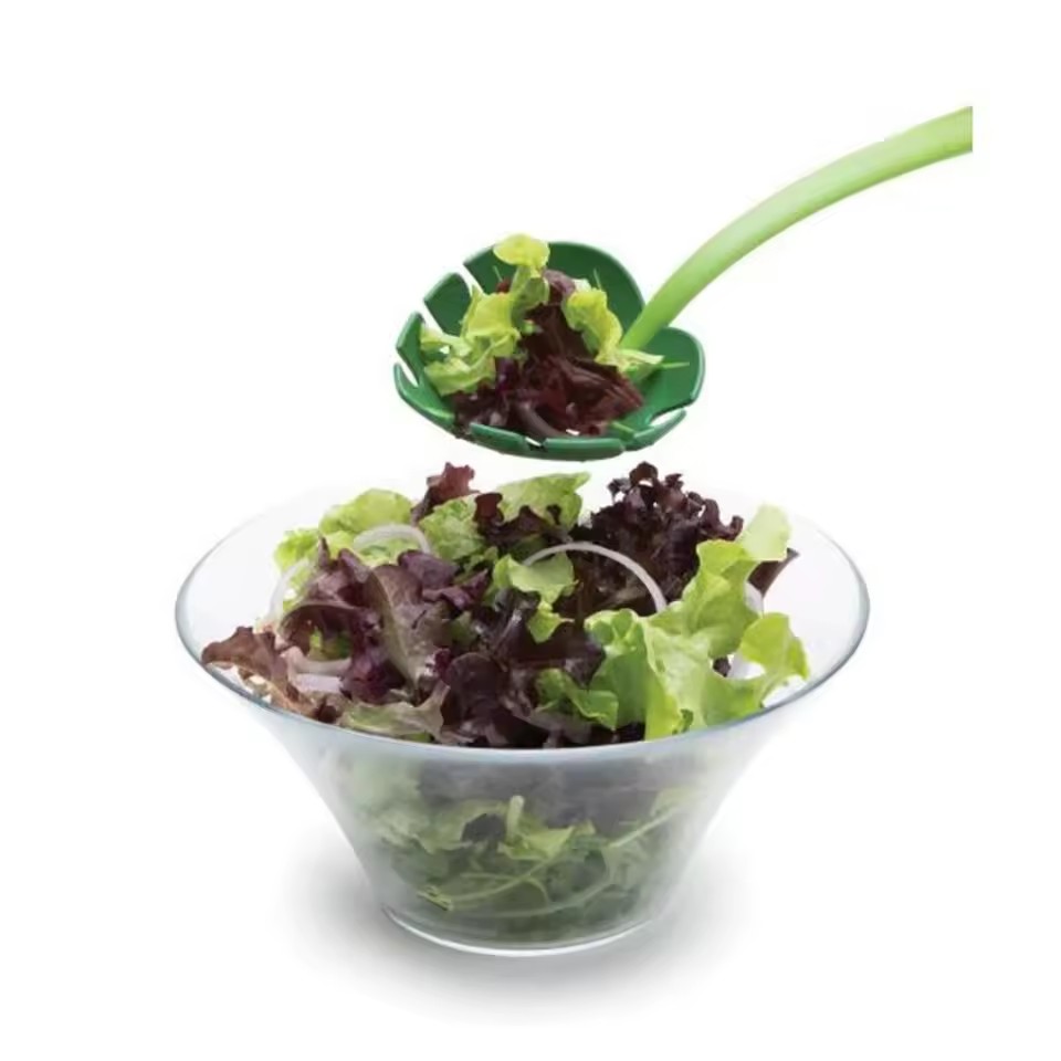 1PC Green Monstera Leaf Slotted Spoon Food Grade Plastic Colander Kitchen Tool for Draining Noodles Pasta Vegetables