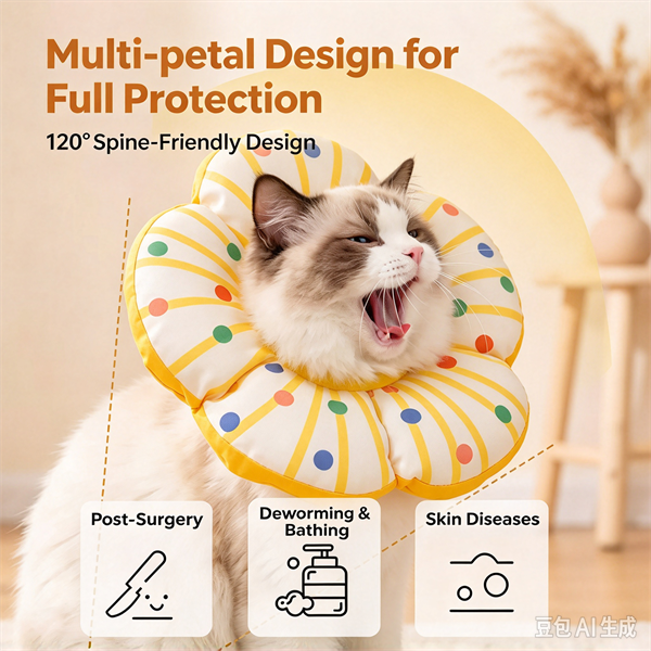 Soft Cat Protective Collar Breathable Adjustable Cat Elizabeth Collar Comfortable Polka Dot Neck Protective Circle