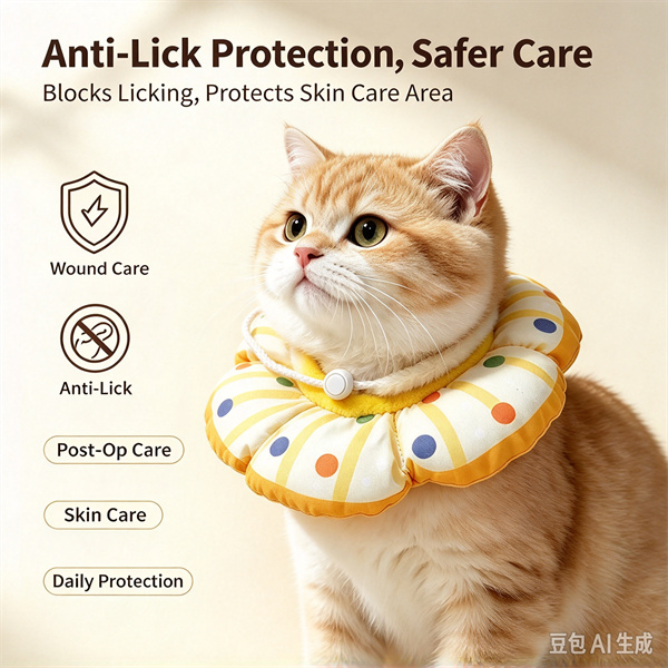 Soft Cat Protective Collar Breathable Adjustable Cat Elizabeth Collar Comfortable Polka Dot Neck Protective Circle