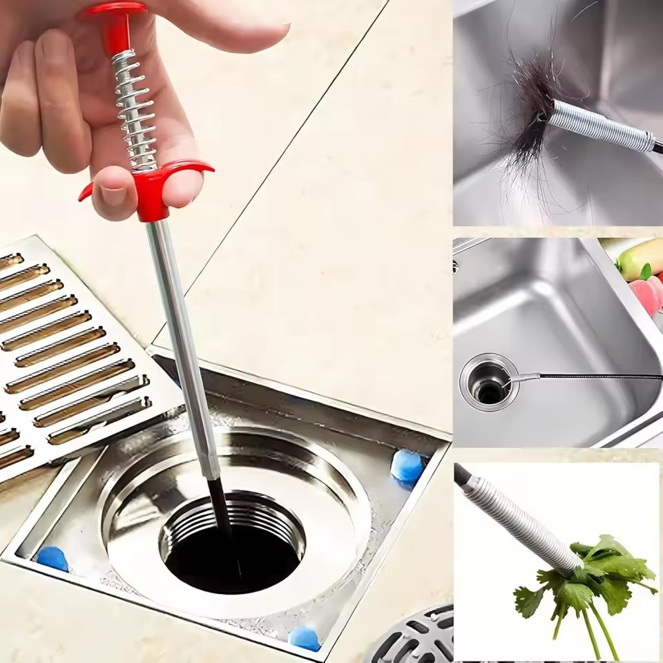 1PC    60cm Flexible Drain Snake Spring Pipe Cleaner Tool for Kitchen/Bathroom Sink Clogs (Heavy-Duty Hair & Debris Remover)