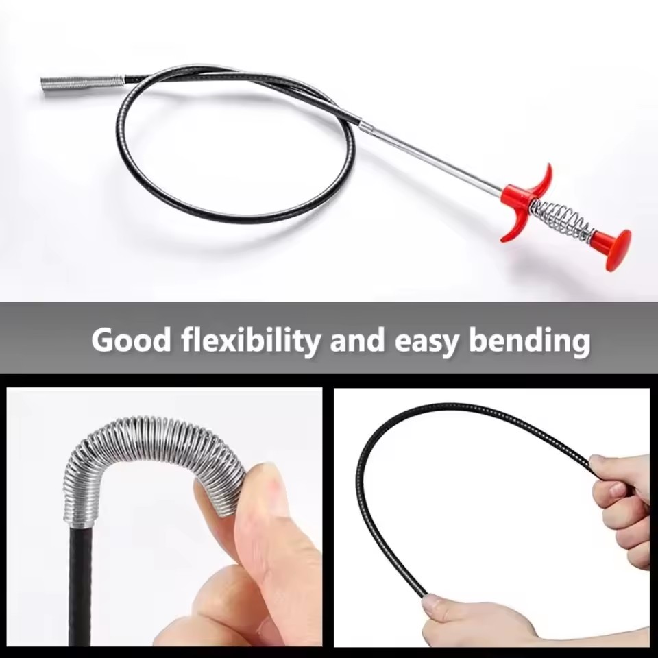 1PC    60cm Flexible Drain Snake Spring Pipe Cleaner Tool for Kitchen/Bathroom Sink Clogs (Heavy-Duty Hair & Debris Remover)