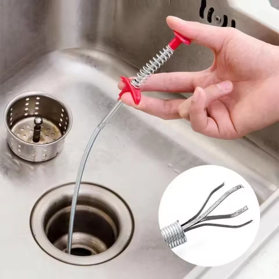 1PC    60cm Flexible Drain Snake Spring Pipe Cleaner Tool for Kitchen/Bathroom Sink Clogs (Heavy-Duty Hair & Debris Remover)