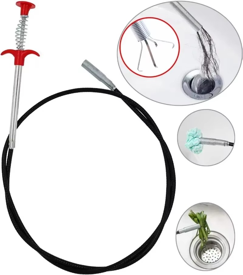 1PC    60cm Flexible Drain Snake Spring Pipe Cleaner Tool for Kitchen/Bathroom Sink Clogs (Heavy-Duty Hair & Debris Remover)