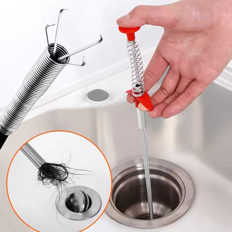 1PC    60cm Flexible Drain Snake Spring Pipe Cleaner Tool for Kitchen/Bathroom Sink Clogs (Heavy-Duty Hair & Debris Remover)
