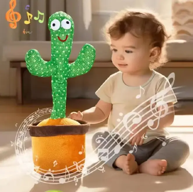 SAME DAY DELIVERY  Talking Dancing Cactus Doll – Interactive Plush Toy with 120+ Songs, Voice Recording & Repeat, LED Light-Up Dance Moves, Rechargeable Funny Gift for Kids & Adults