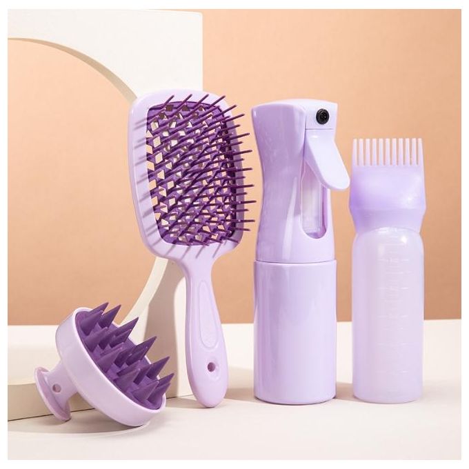 4-Piece Professional Styling Hair Comb Salon Spray Bottle Set ,Hair Scalp Massager Shampoo Brush