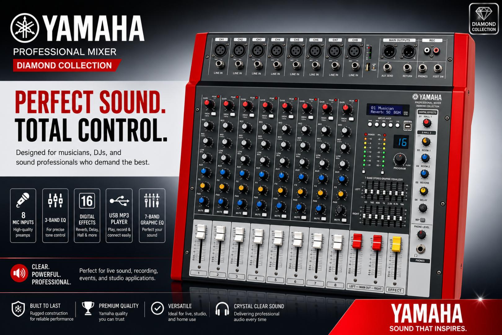 Yamaha POWERED MIXER 8 CHANNEL WITH USB/BT Anniversary Sale