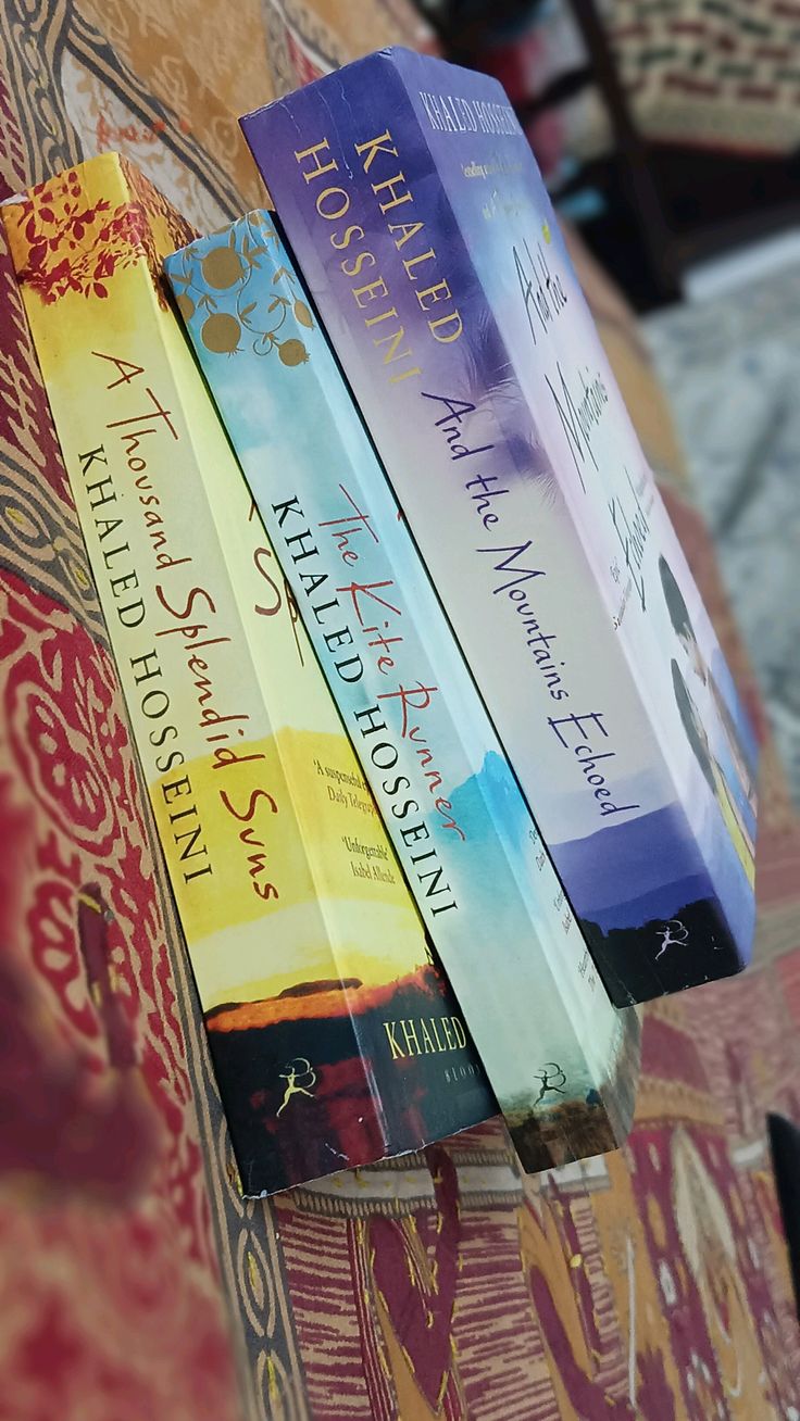 1. And the Mountains Echoed by Khaled Hosseini 2. A Thousand Splendid Suns by Khaled Hosseini 3 The Kite Runner by Khaled Hosseini