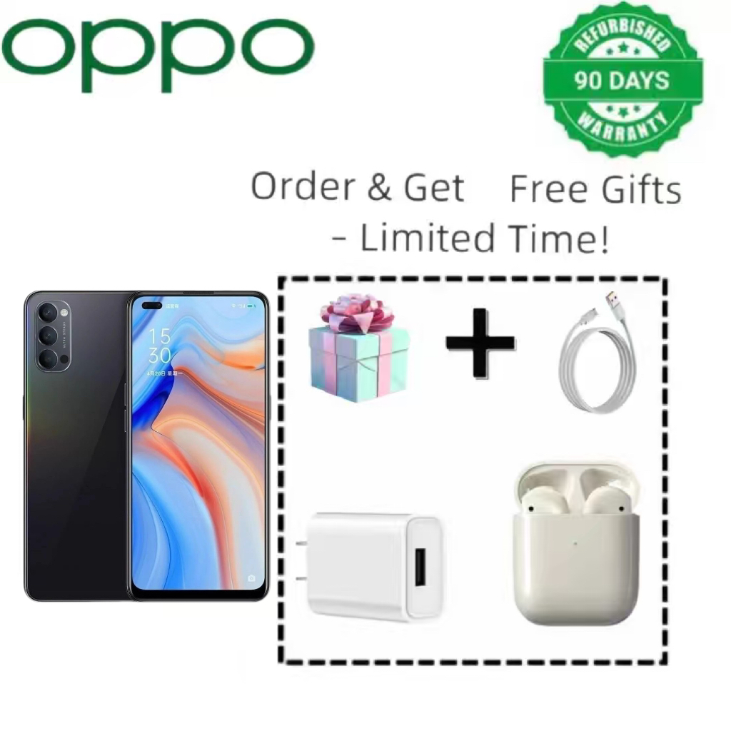 RefurbishedOPPO reno4 5G mobile phone 6.4-inch AMOLED display, 48-megapixel triple camera, 4020mAh battery Preceding: 32-megapixel + 2-megapixel dual camera system Unlock method: Facial recognition