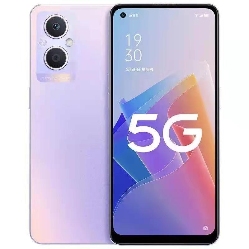 Refurbished OPPO A96 5G smartphone, 128GB/256GB storage, 6.43-inch display, 48MP main camera, 4500mAh battery. Unlock methods: Face recognition