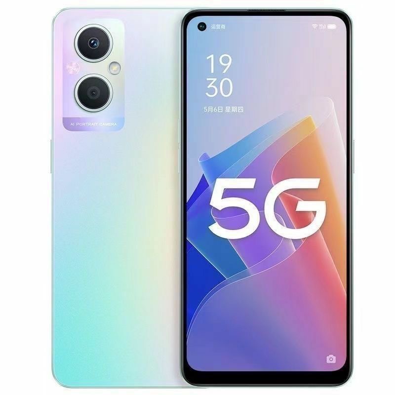 Refurbished OPPO A96 5G smartphone, 128GB/256GB storage, 6.43-inch display, 48MP main camera, 4500mAh battery. Unlock methods: Face recognition