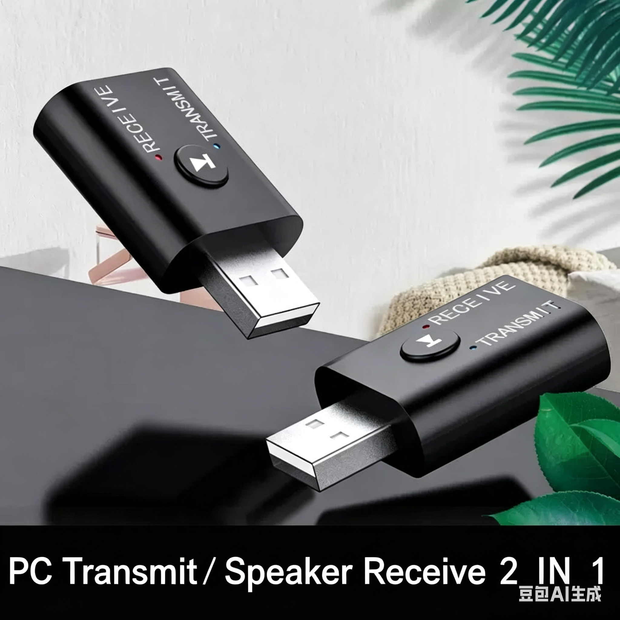 2 In1 USB Wireless Bluetooth Adapter 5.0 Transmitter Bluetooth for Computer TV Laptop Speaker Headset Adapter Bluetooth Receiver USB Music Dongle Adapter For Car Speaker PC