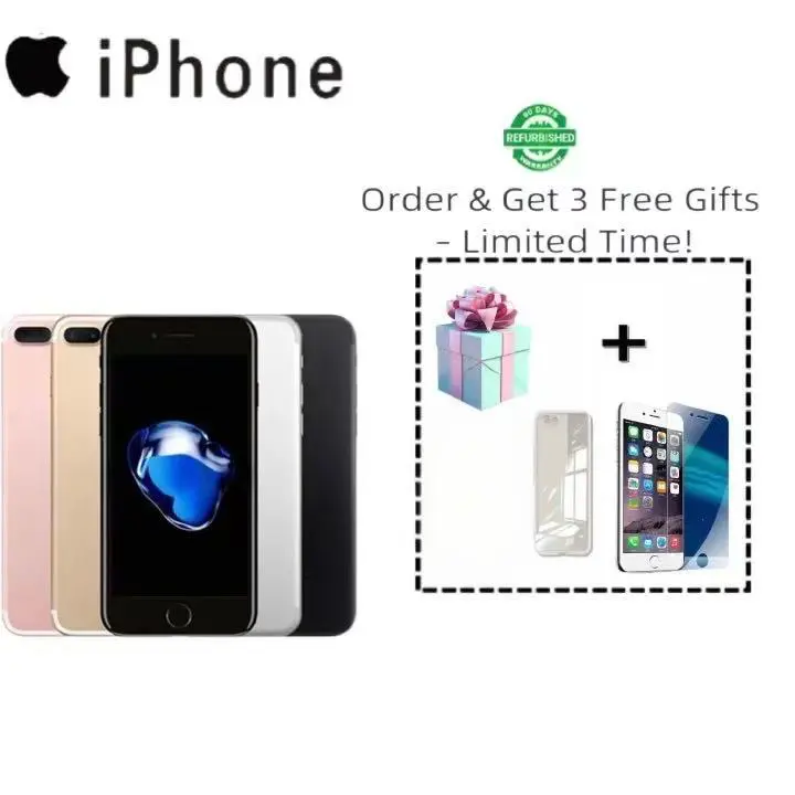 Refurbished Smartphone iPhone 7 Plus 32GB + 3GB RAM, 12MP + 8MP Cameras, 5.5-inch Display with Fingerprint Unlock