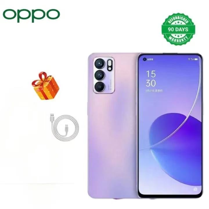 Refurbished Phone OPPO Reno6 5g Network 6.43 inches 64MP+32MP 4300mAh Dual SIM Smartphone （12 + 4GB  RAM ）128G/256G Facial Recognition Unlock