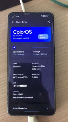 Refurbished Phone OPPO Reno6 5g Network 6.43 inches 64MP+32MP 4300mAh Dual SIM Smartphone （12 + 4GB  RAM ）128G/256G Facial Recognition Unlock