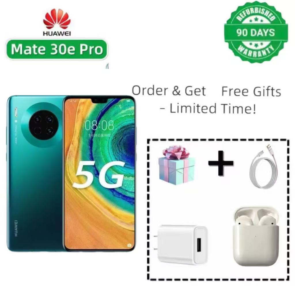 Refurbished phone: Huawei Mate 30pro 5G, 6.62 inches, facial recognition support. 8GB + 128GB/256GB, dual camera: 4000MP + 2400MP, 4200mAh battery. No fingerprint unlock support. Not a curved screen