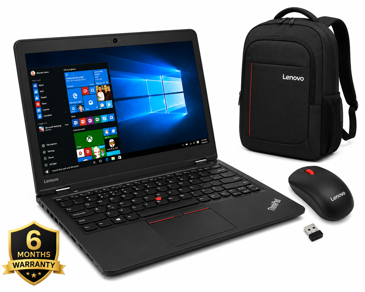 Lenovo ThinkPad 11E, Non-Touch, Intel, 4 GB Ram, 128 GB SSD, 12.5" Display, Ideal for Business and Education Series + Free Laptop Bag & Mouse, - Black