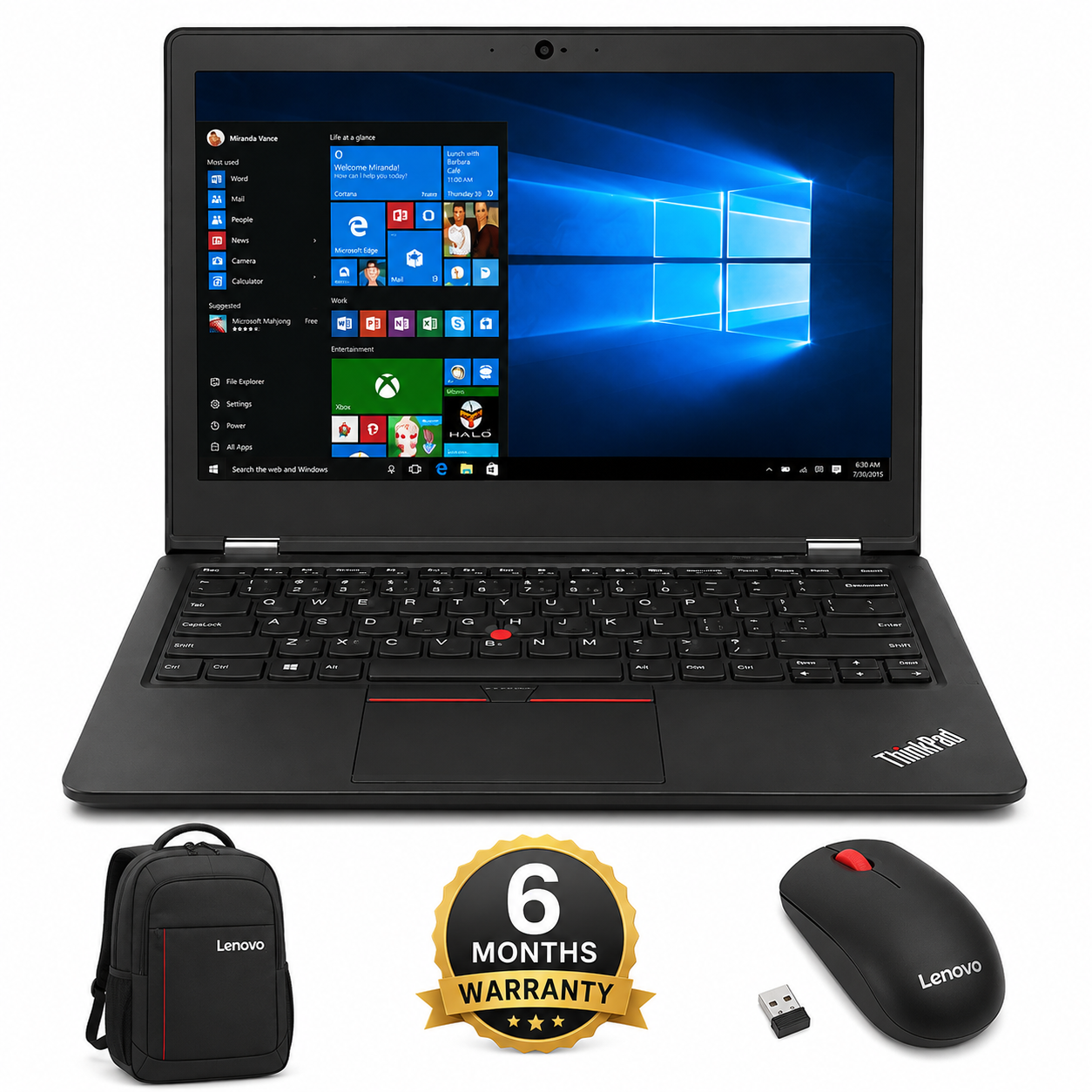 Lenovo ThinkPad 11E, Non-Touch, Intel, 4 GB Ram, 128 GB SSD, 12.5" Display, Ideal for Business and Education Series + Free Laptop Bag & Mouse, - Black