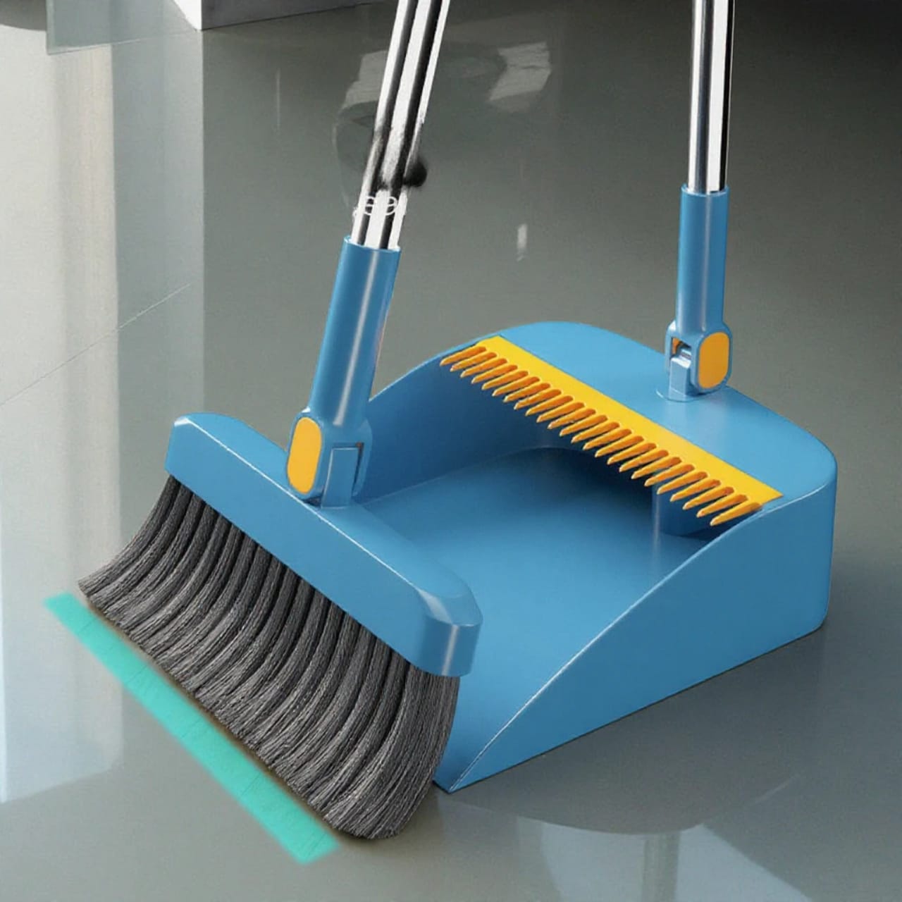 High Quality 2 in 1 Foldable Rotating Broom & Dustpan Set - Space Saving Cleaning Kit for Home, Office, Kitchen, Indoor Floor Sweeping & Everyday Cleaning