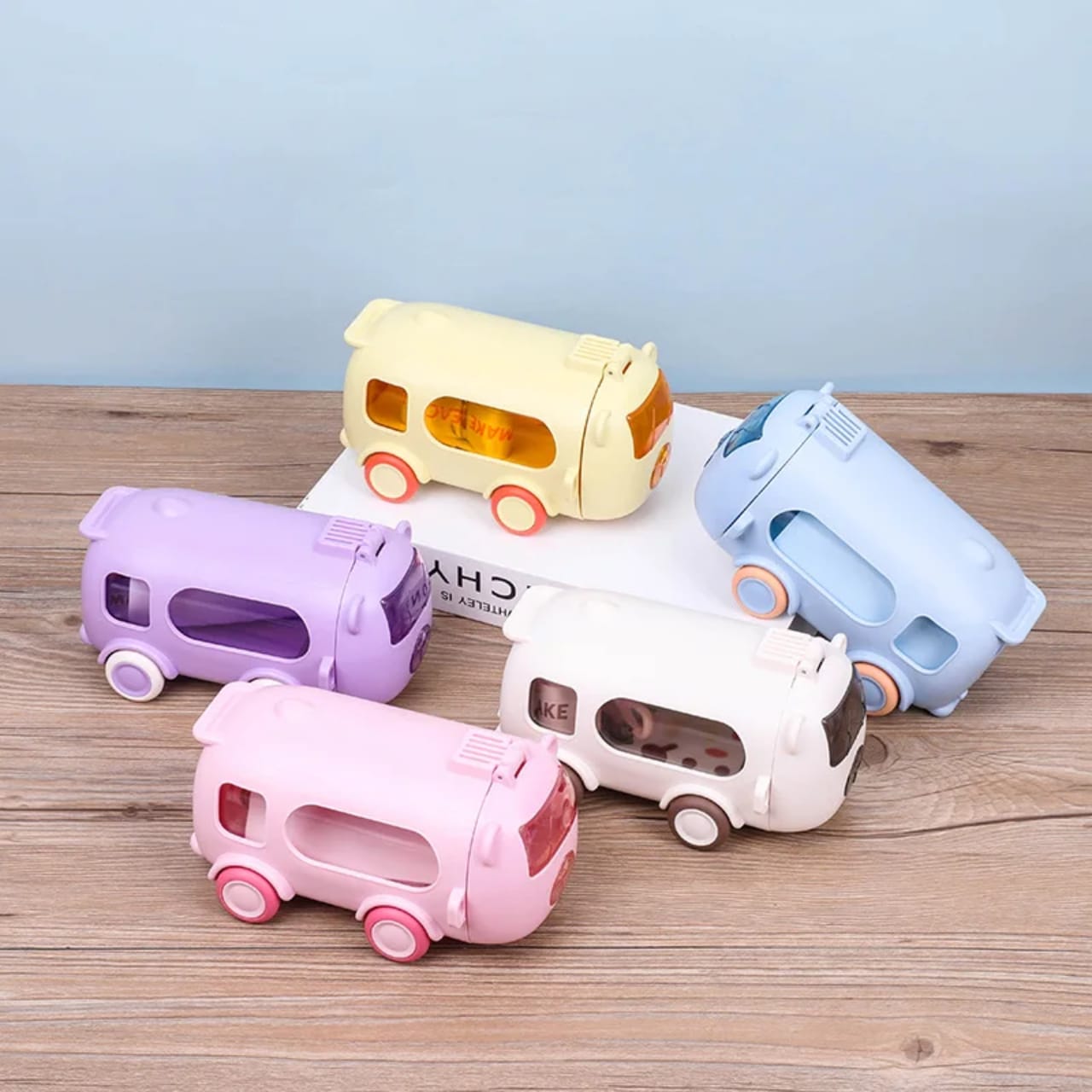 High Quality 2 in 1 Kids Toy Bus Water Bottle - Leak Resistant Sipper Bottle with Interactive Toy Design, Shoulder Strap & Easy Carry for School, Travel & Outdoor Use