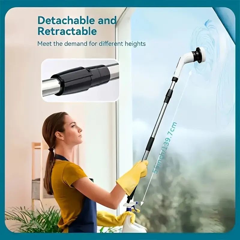 High Quality 9 in 1 Cordless Electric Cleaning Brush - Rechargeable Spin Scrubber with 9 Brush Heads & Extendable Handle for Bathroom, Kitchen, Tiles & Floor Cleaning